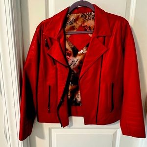 Red leather jacket size 10 European size 46